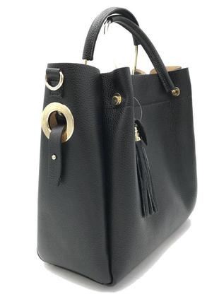 Женская кожаная сумка italian fabric bags 1248 black1 фото