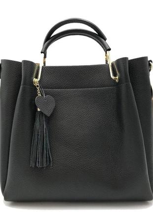 Женская кожаная сумка italian fabric bags 1248 black3 фото