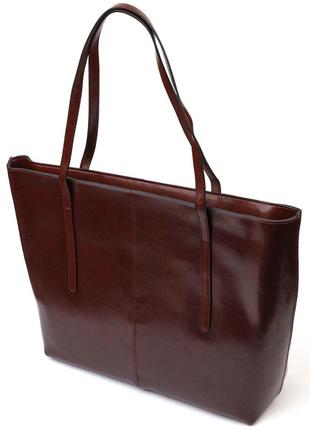 Практичная сумка шоппер из натуральной кожи 22103 vintage коричневая