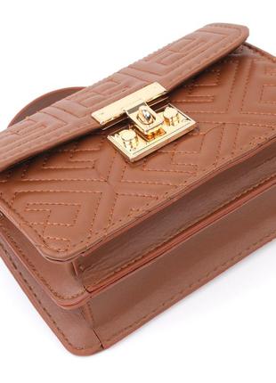Компактная женская сумка из эко-кожи на плечо vintage 18705 коричневый3 фото