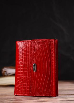 Фактурний гаманець для жінок середнього розміру з натуральної шкіри canpellini 21819 червоний6 фото