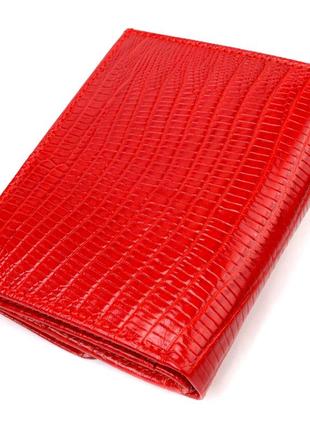 Фактурний гаманець для жінок середнього розміру з натуральної шкіри canpellini 21819 червоний2 фото