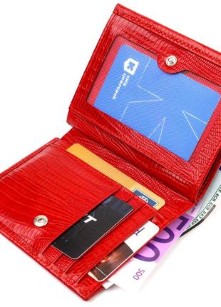 Фактурний гаманець для жінок середнього розміру з натуральної шкіри canpellini 21819 червоний4 фото