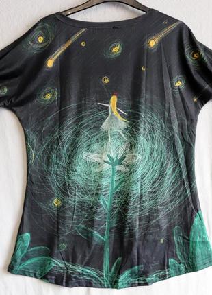 Жіноча футболка реглан з принтом дюймовочка живопис ван гог стиль 44 s4 фото