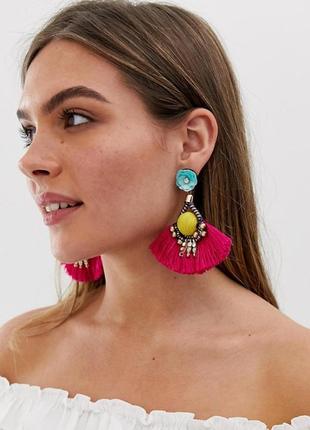 Серьги кисти new look сережки подвески нити asos цветы шандельеры кульчики