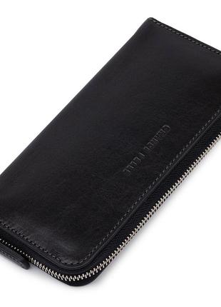 Шкіряний жіночий гаманець на блискавці grande pelle 11562 чорний