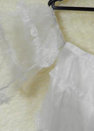 Красивая нежная прозрачная блуза топ евро фатин сетка с рюшами воланами3 фото
