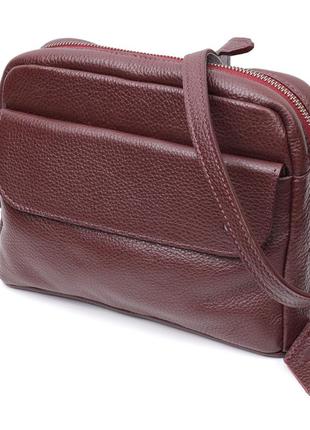 Яркая женская сумка кросс-боди из натуральной кожи grande pelle 11653 бордовый1 фото