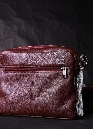 Яркая женская сумка кросс-боди из натуральной кожи grande pelle 11653 бордовый8 фото