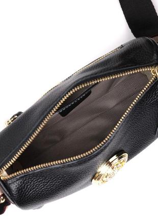 Женская сумка с украшением из натуральной кожи vintage 22262 черная4 фото