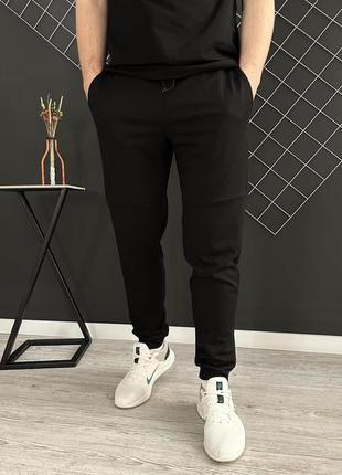 Демисезонный спортивный костюм moon черный худи + штаны (двунитка)5 фото