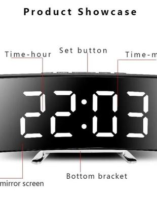 Часы настольные зеркальные, термометр, дата, будильник. от сети и батареек.3 фото
