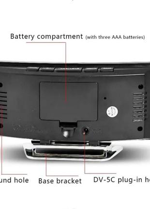 Часы настольные зеркальные, термометр, дата, будильник. от сети и батареек.4 фото