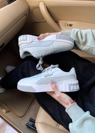 Кросівки puma cali white жіночі шкіряні пуми весна puma suede, adidas samba, nike air max, nike air force 14 фото