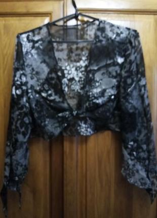 Атласне балеро з довгим рукавом оксамитовим напиленням