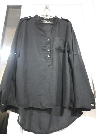 Чорна шифонова блуза - рубашка