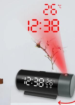 Годинник електронний настільний настінний цифровий з проектором7 фото
