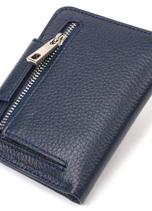 Удобное женское портмоне среднего размера из натуральной зернистой кожи canpellini 21809 синее2 фото