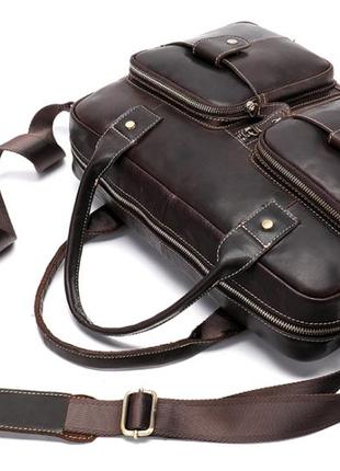Сумка-портфель мужская из кожи vintage 20004 коричневая5 фото