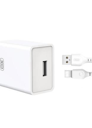 Мережевий зарядний пристрій + кабель type-c xo l93