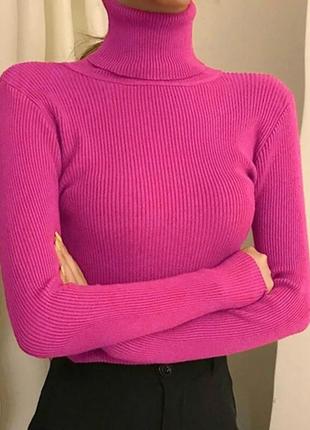 Базовый женский гольф материал трикотаж рубчик цвет малиновый (s-m)