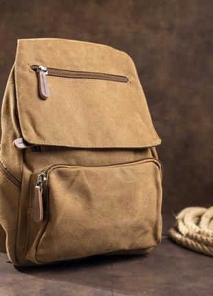 Компактный женский текстильный рюкзак vintage 20196 коричневый3 фото
