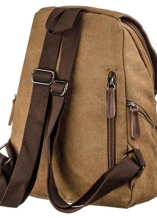 Компактный женский текстильный рюкзак vintage 20196 коричневый4 фото