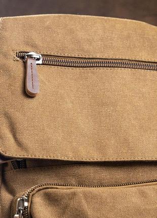 Компактный женский текстильный рюкзак vintage 20196 коричневый9 фото
