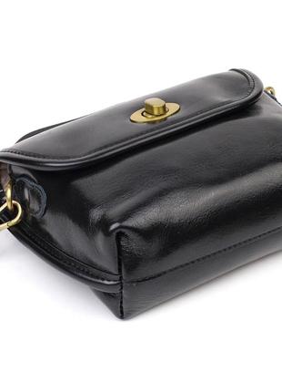 Ідеальна сумка крос-боді з натуральної шкіри 22132 vintage чорна3 фото