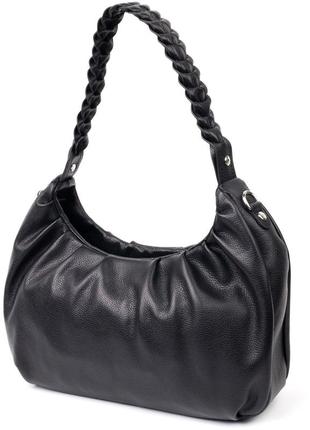Качественная женская сумка багет karya 20838 кожаная черный2 фото