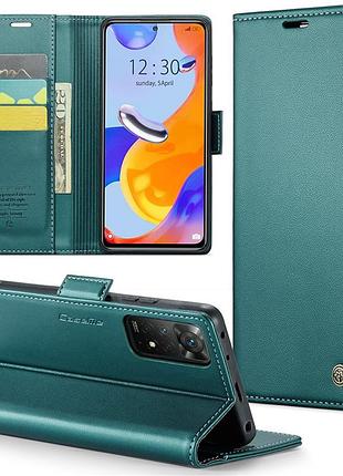 Шкіряний чохол-книжка retro case для xiaomi redmi note 11 4g / 11s / note 12s колір зелений