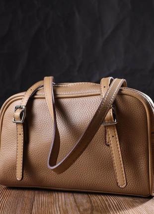 Деловая сумка-клатч со съемными ручками из натуральной кожи 22077 vintage бежевая8 фото
