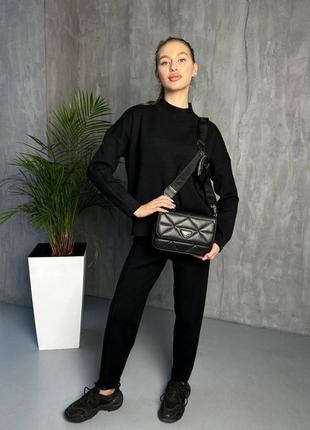 Жіноча сумка prada re-nylon padded shoulder black7 фото