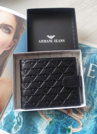 Мужской  кожаный подарочный набор armani black ремень и кошелек6 фото