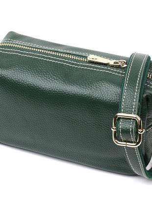 Универсальная сумка для женщин с двумя ремнями из натуральной кожи vintage 22277 зеленый