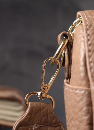 Модна шкіряна сумка з оригінальною плечовою лямкою vintage 22403 бежева10 фото