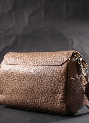Модна шкіряна сумка з оригінальною плечовою лямкою vintage 22403 бежева9 фото