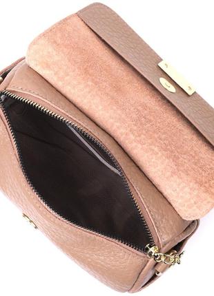 Модна шкіряна сумка з оригінальною плечовою лямкою vintage 22403 бежева5 фото