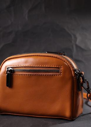 Женская кожаная сумка с глянцевой поверхностью vintage 22421 оранжевый8 фото