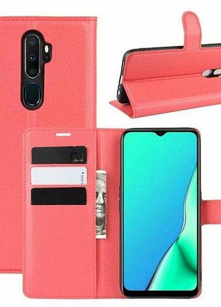 Чехол-книжка с карманами для карт на oppo a5 (2020) цвет красный