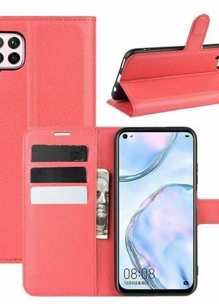 Чехол-книжка с карманами для карт на huawei p40 lite цвет красный