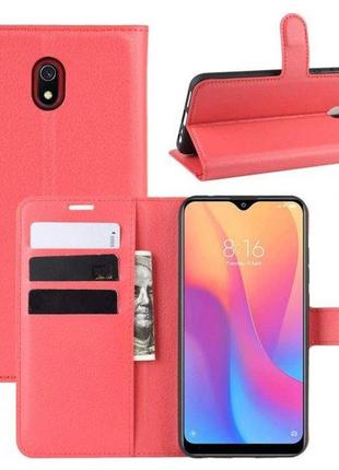 Чехол-книжка с карманами для карт на xiaomi redmi 8a цвет красный