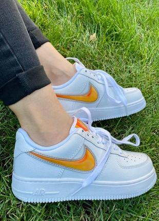 Кроссовки nike air force 1 white & orange