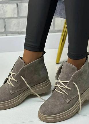 Жіночі черевики матеріал замш шнурівка колір капучино розмір 40 (26 см) (54853)