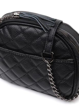 Стеганая сумка для женщин из мягкой натуральной кожи vintage 22325 черная