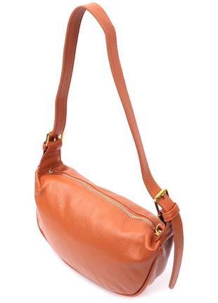 Полукруглая женская сумка с одной плечевой лямкой из натуральной кожи vintage 22370 коричневая2 фото