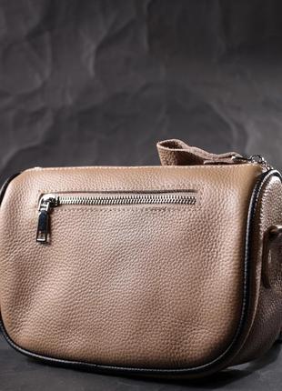 Полукруглая сумка кросс-боди для женщин из натуральной кожи vintage 22392 бежевая8 фото