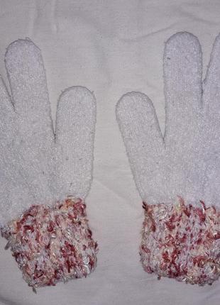 Перчатки зимние белые вязанные