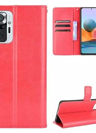 Чохол книжка з кишенями для карт на xiaomi redmi note 10 pro колір червоний