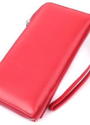 Симпатичний гаманець-клатч з ручкою для носіння в руці з натуральної шкіри st leather 22530 червоний2 фото